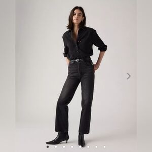 NWT Levi's Ribcage Straight Ankle Jeans Black 32 × 27